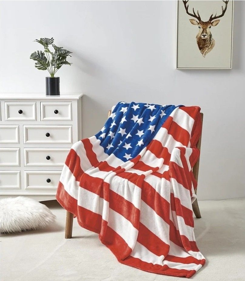 American Flag Throw Cover