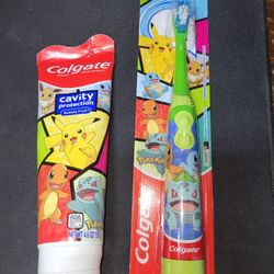 Pokemon Toothbrushe & Toothpaste. Colgate Kid's Set. Cepillo De Dientes Y Pasta 