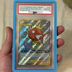 2019 POKEMON SUN & MOON TEAM UP #161 FULL ART/ MAGIKARP & WAILORD GX PSA 10 Pokemon