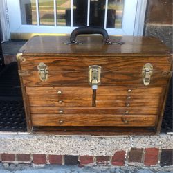 1940 Antique Tool Box Jewelry Box With Key 