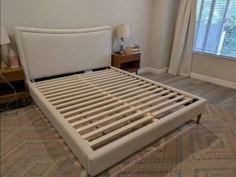 West Elm Upholstered Platform Bed Frame with Headboard