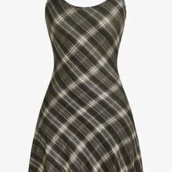 Women's short plaid dress with thin straps, sleeveless