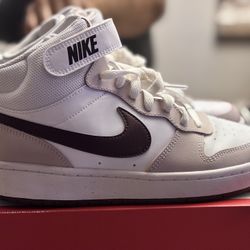 Nike Court Borough Mid 2 Big Kids' Shoes (CD7782-118, White/Platinum Violet/Burgundy Crush) Size 6 Woman