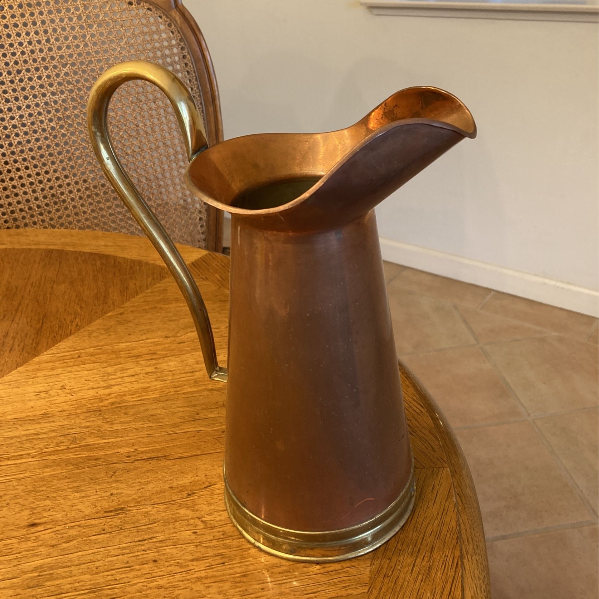 Vintage Tagus Copper & Brass Pitcher 11”