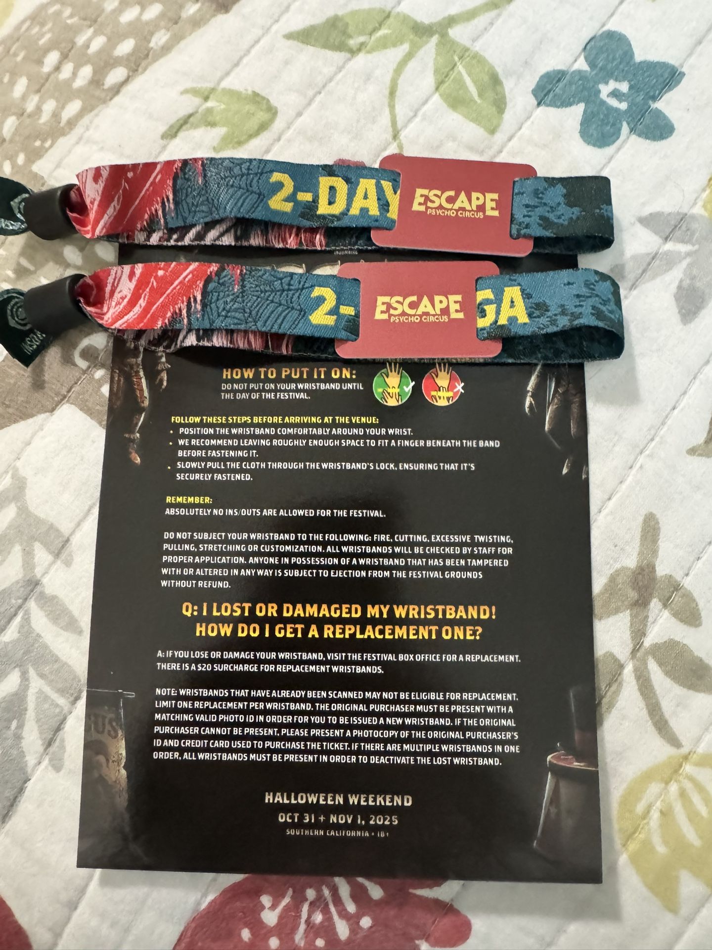 2 GA (2 day) Tickets for escape halloween