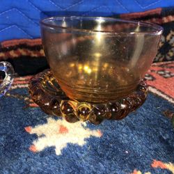 2 Vintage Amber Glass Pieces 