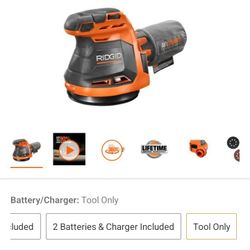 Ridgid 18V 5 In- Random Orbit Sander