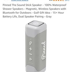 Pinned The Sound Stick Speaker - 100% Waterproof Shower Speakers - Magnetic, Wireless Speakers with Bluetooth for Outdoors - Golf Gift Idea - 15+ Hour