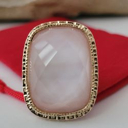 14K Rose and Yellow Gold Natural Quartz Ring Size 5 Solid Gold Made in Italy/ Anillo de Oro Rosado y Amarillo con 1 Cuarzo Natural! 👌🎁Post Tags: Ani