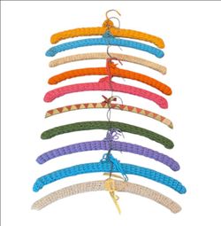 10 Retro Cottagecore Multicolored Crocheted (1 Ribbon) Standard Cloths Hangers