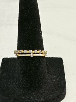 Two stacked rings silver 925 gold tone