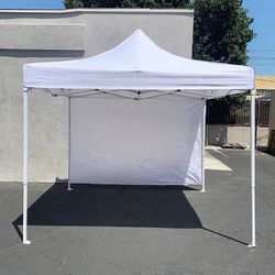 (Brand New) $109 Heavy Duty Canopy 10x10 FT with (1) Sidewall, Ez Popup Outdoor Party Tent Patio Shelter, Carry Bag