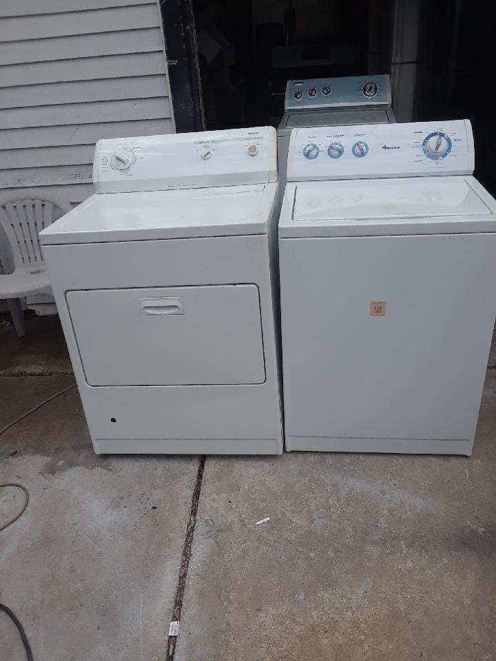 Maytag refrigerator and Frigidaire gas stove