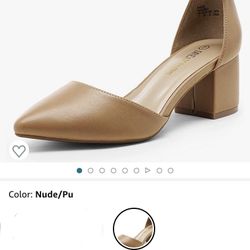 DREAM PAIRS ANNEE Pointed Toe Low Chunky Heels Pump Shoes