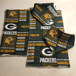 Green Bay Packers baby bandana bib and burp cloth set
