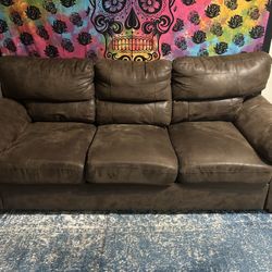 81” Dark Brown Rolled Arm Sofa