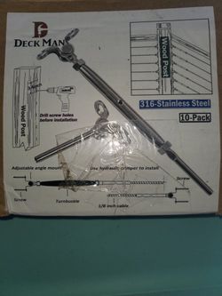 Deck Man T316 - Stainless Steel Adjustable Angle 1 8 Cable Railing Kit &KYJ1