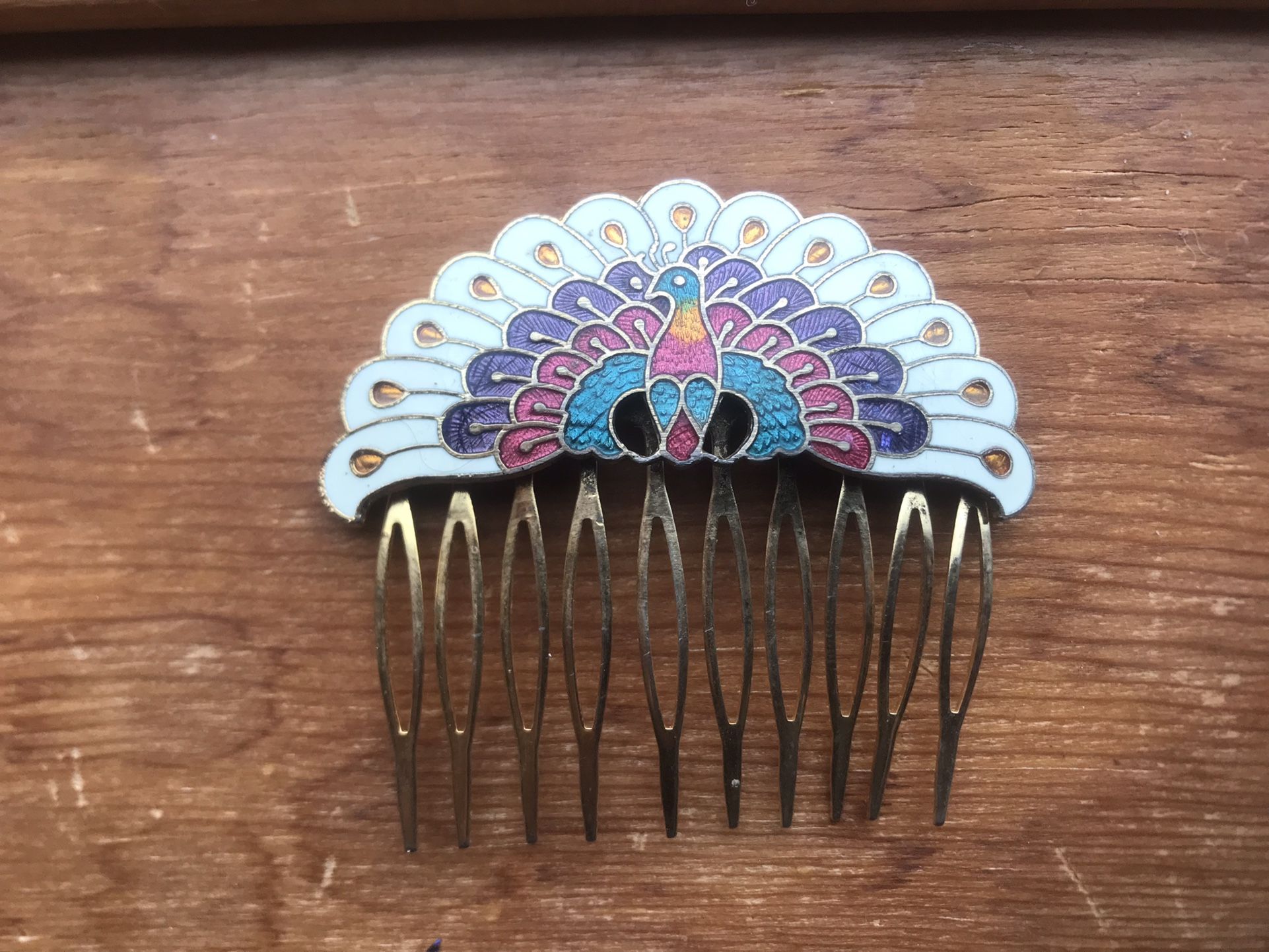 Vintage Peacock Hair Comb 
