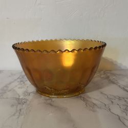 Vintage 1940's DUGAN CARNIVAL GLASS MARIGOLD GRAPE PATTERN Sawtooth BOWL 5" diam
