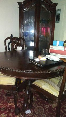 Wooden table and closet