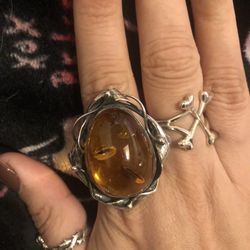Sterling Silver Amber Ring
