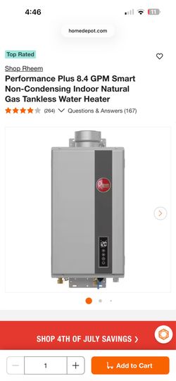 Rheem Indoor Natural Gas Tankless Heater 8.4GPM