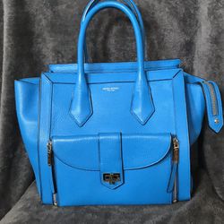 Henri Bendel Blue Satchel With Removable Clutch