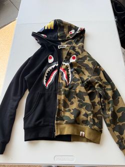 BAPE Shark Full-Zip Hoodie Half Black Half Camo