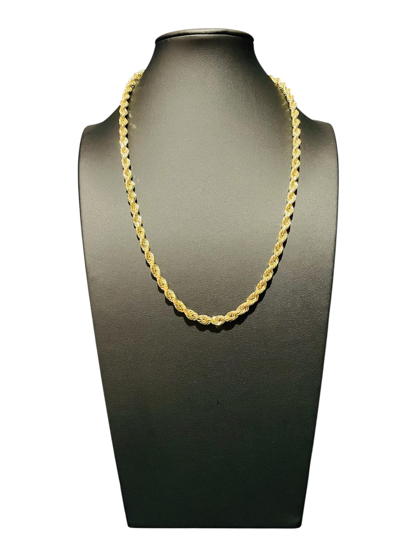 22” 10K Yellow Gold Diamond Cut Rope Chain