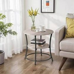 New Single Round Grey 2 Tier Side/ End Table