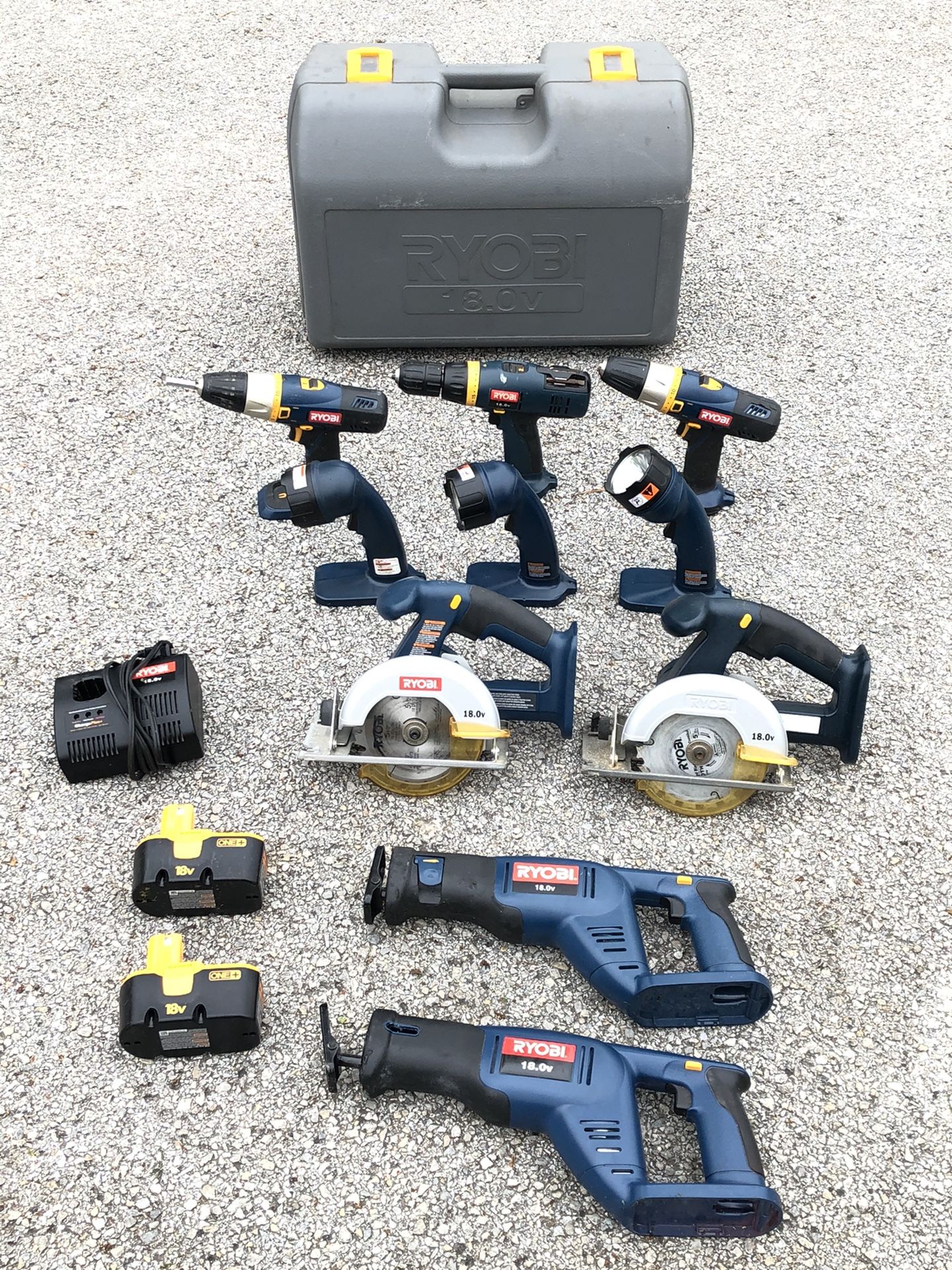 Ryobi 18.0 v Tool Set , 10 Tools , 2 Batteries and 1 Charger