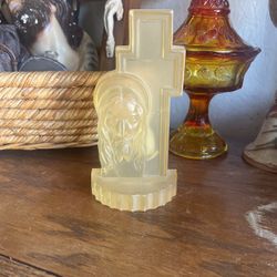 Frosted Lucite Jesus Christ Statue Vintage 