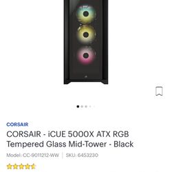 CORSAIR - iCUE 5000X ATX RGB Tempered Glass Mid-Tower - Black