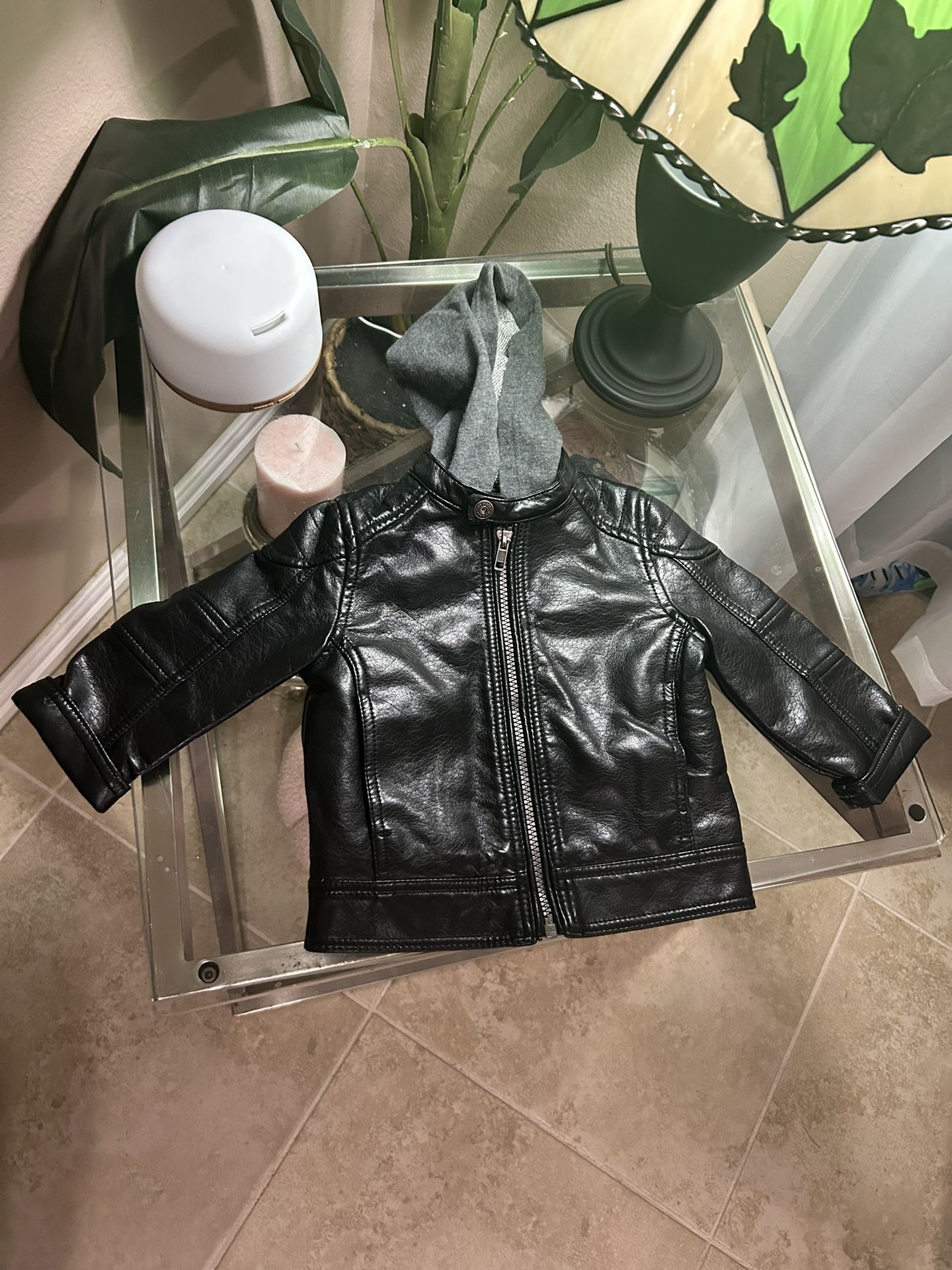 Leather baby jacket