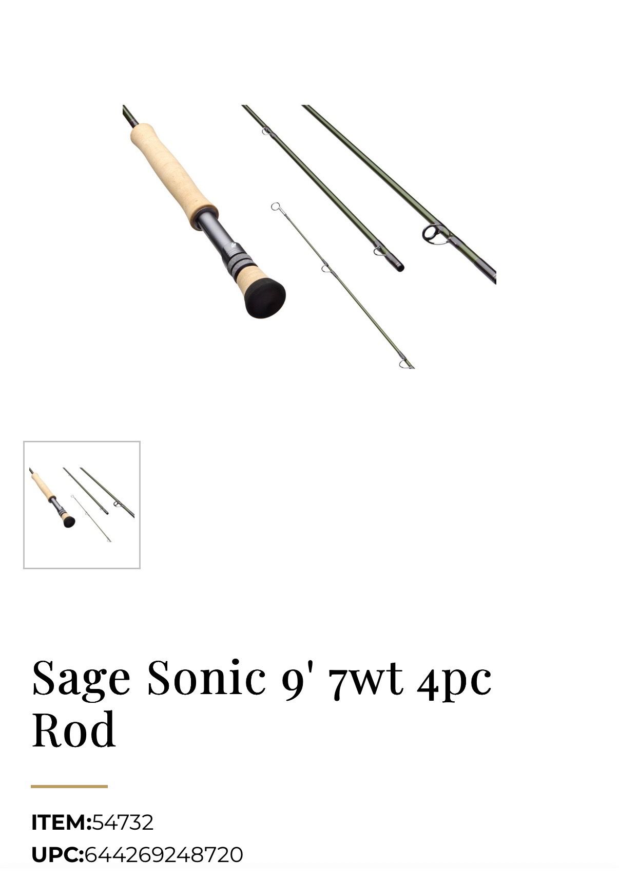Sage Sonic Fly Rod 9ft 7WT