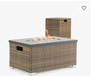 Outdoor Wicker Propane Fire Pit Table