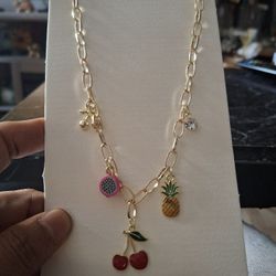 Assorted Fruit Charm Necklace 