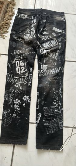Dsquared2 Black Graffiti Print Jeans