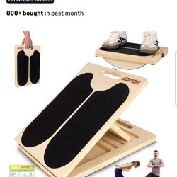 Slant Board for Calf Stretching, Adjustable Portable Wooden Incline Board for Calf Stretcher with Training Poster, 300 Lbs Weight Capacity Calf Stretc