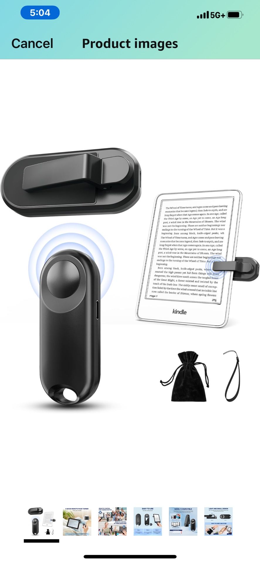 RF Remote Control Page Turner for Kindle Paperwhite,Kindle Accessories Remote Photo and Video for E-Book iPhone iPad Android Tablets Reading Novels Co