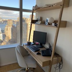Oak Desk With Shelves From Article For Sale