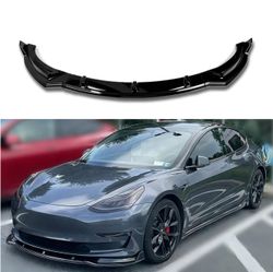 Gloss Black For 2017-2023 Tesla Model 3 Front Bumper Lip Splitter Spoiler
