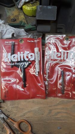 Helicoil thread repair kit $12 don't know whether it's all there never used one this is what I got
