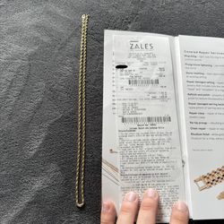 10K Solid Yellow Gold Rope Chain – 3mm 20” – With Zales Receipt
