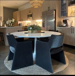 West elm Marble Dining Table And CB2 Chairs