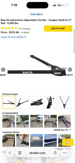 Brand new blue ox adjustable tow bar