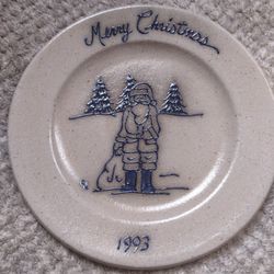 1993 Merry Christmas Vintage Salmon Falls Pottery Plate 
