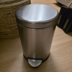 Simple Human Brushed Stainless Steel Office Bathroom Small Trash Can