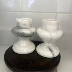 Gailstyn Sutton Vintage Genuine Marble Pedestal Taper Candle Holders
