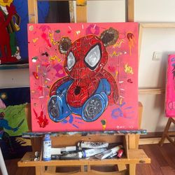 Spider Man Bear Painted Table